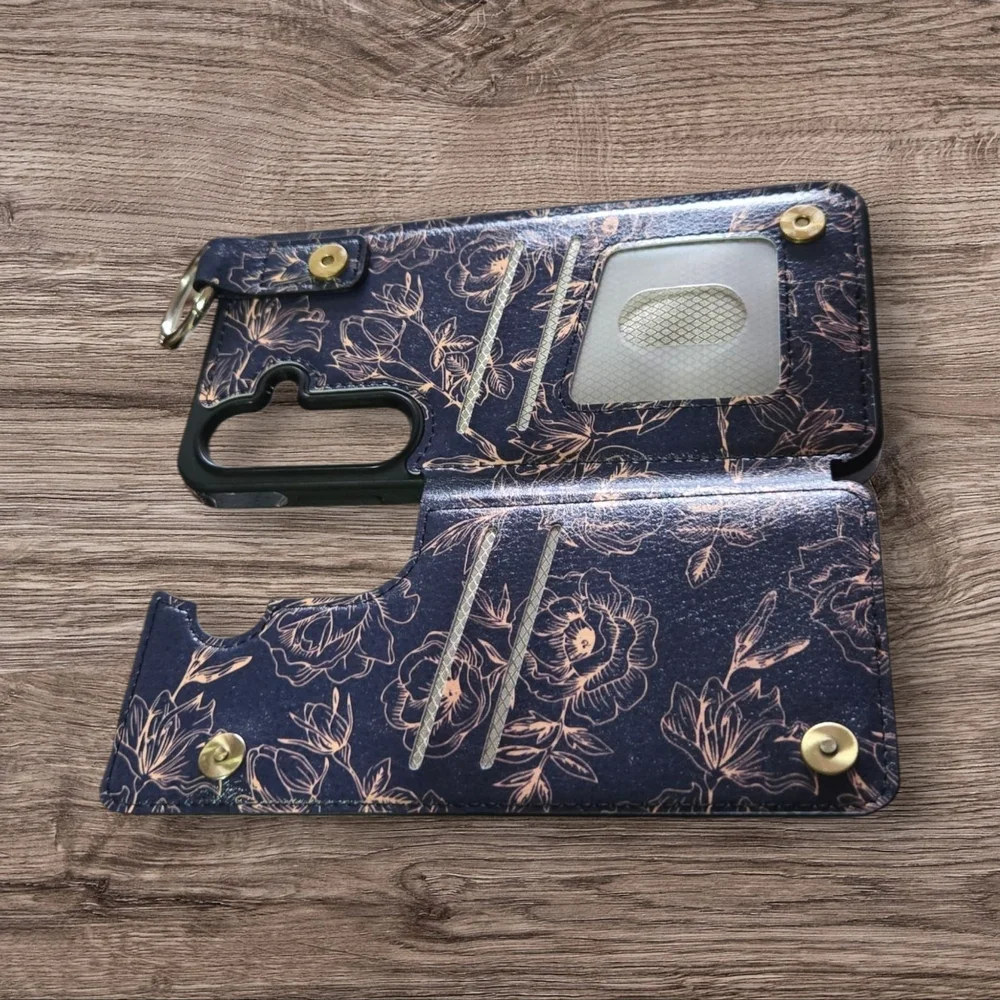 S24 Floral Pattern Phone Case with Card Holder